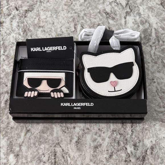 Karl Lagerfeld Handbags - NWT-Karl Lagerfeld Cat Mini Purse & Card Holder –Designer Gift Set-reg $198